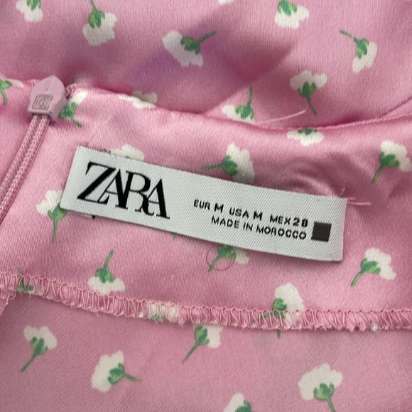 Zara Satin Effect Floral Print Dress - Picture 4 of 4